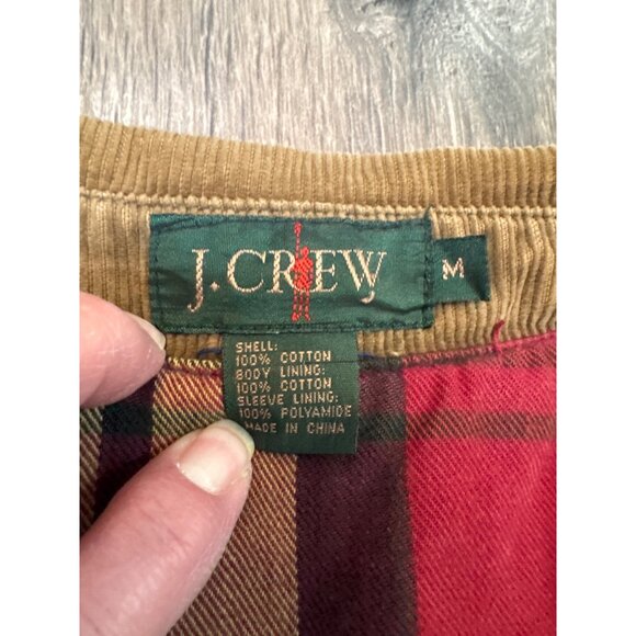 J. Crew Womans M Relaxed Blue Corduroy Collar Barn Utility Jacket Plaid Flannel - Picture 4 of 13